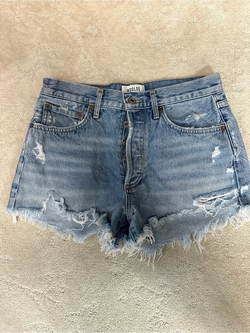 Agolde Jean Shorts Button Fly Trendy Classic Chic Denim